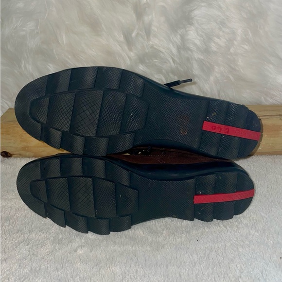 🔥PRADA Leather Shark High Top Sneakers Boots Shoes / US Size 8 4T1846 Like New! - Picture 7 of 10